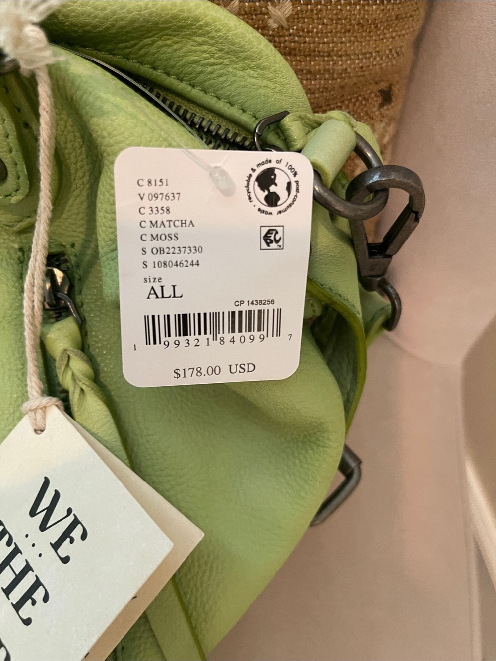 We The Free Baby Emerson MATCHA Leather Crossbody Satchel - Picture 2 of 8